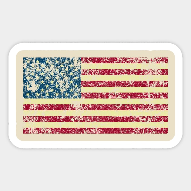 Distressed American Flag Patriotic T-Shirt Sticker by shewpdaddy